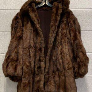 Vintage Unbranded Women's Mid-length Brown Fur Coat Size L/XL